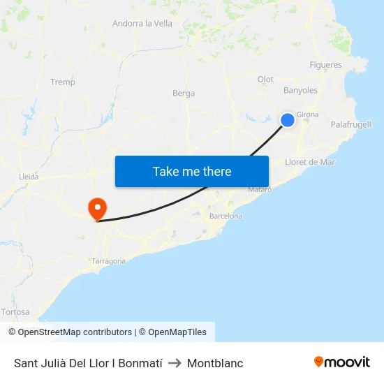 Sant Julià Del Llor I Bonmatí to Montblanc map