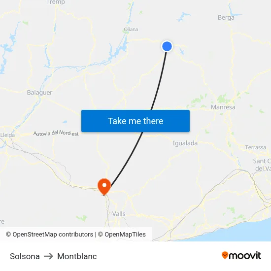 Solsona to Montblanc map