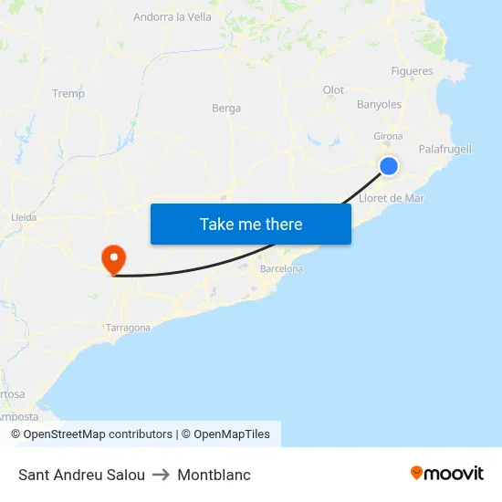 Sant Andreu Salou to Montblanc map