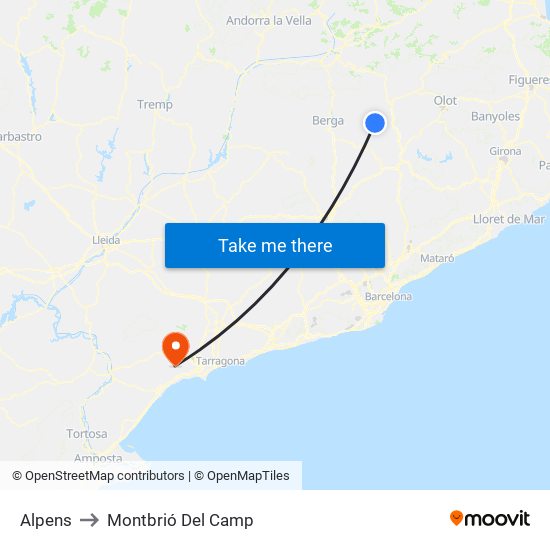 Alpens to Montbrió Del Camp map