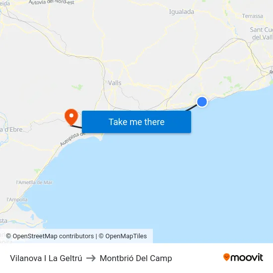 Vilanova I La Geltrú to Montbrió Del Camp map