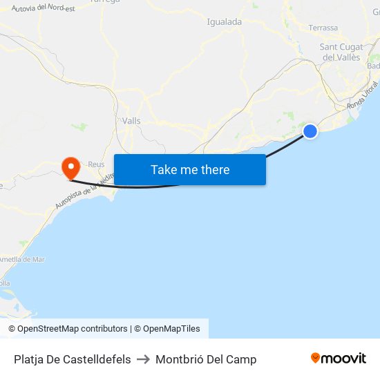 Platja De Castelldefels to Montbrió Del Camp map