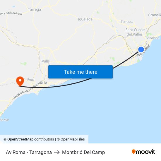Av Roma - Tarragona to Montbrió Del Camp map