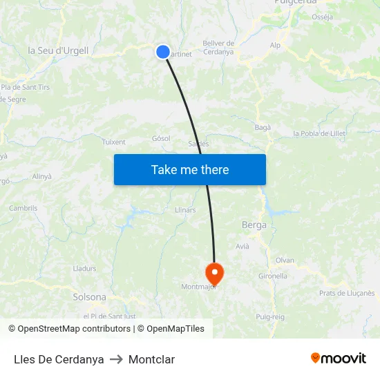 Lles De Cerdanya to Montclar map
