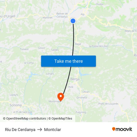 Riu De Cerdanya to Montclar map