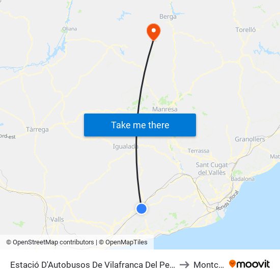 Estació D'Autobusos De Vilafranca Del Penedès to Montclar map