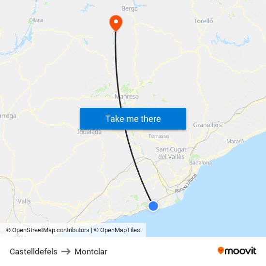 Castelldefels to Montclar map