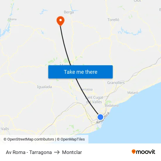 Av Roma - Tarragona to Montclar map
