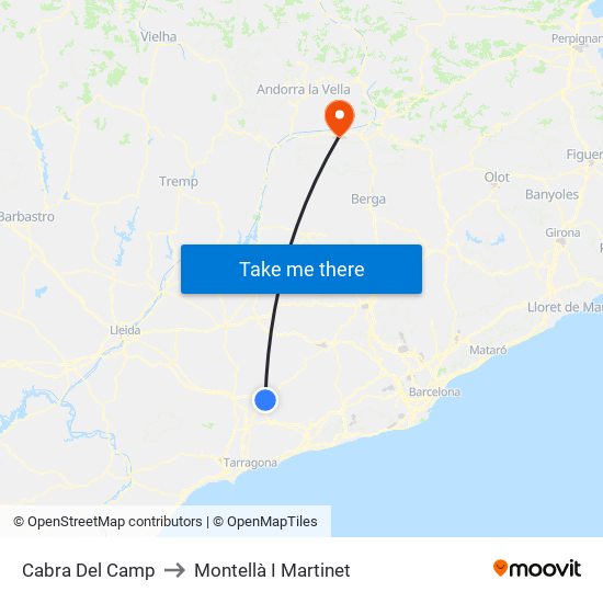 Cabra Del Camp to Montellà I Martinet map