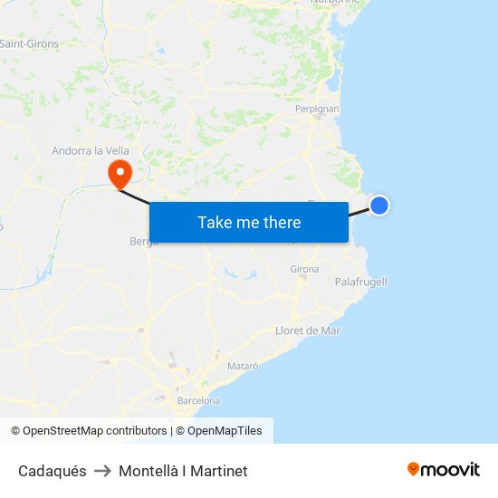 Cadaqués to Montellà I Martinet map