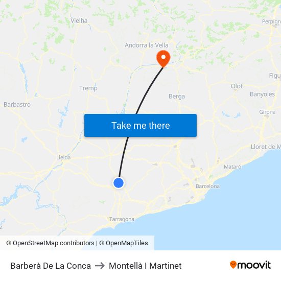 Barberà De La Conca to Montellà I Martinet map