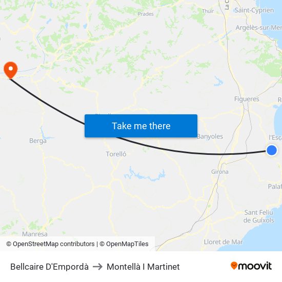 Bellcaire D'Empordà to Montellà I Martinet map