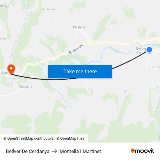 Bellver De Cerdanya to Montellà I Martinet map