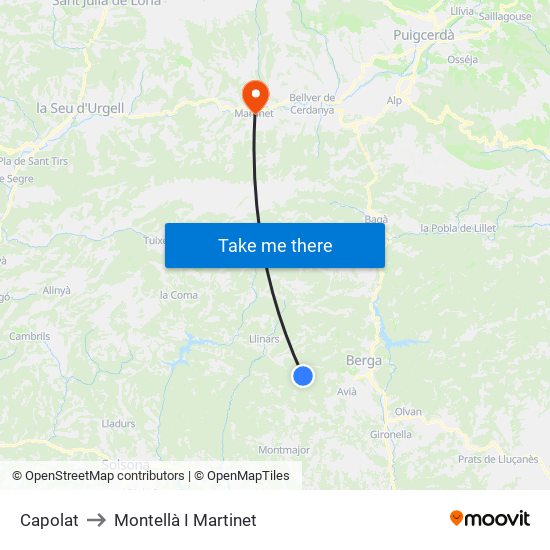 Capolat to Montellà I Martinet map