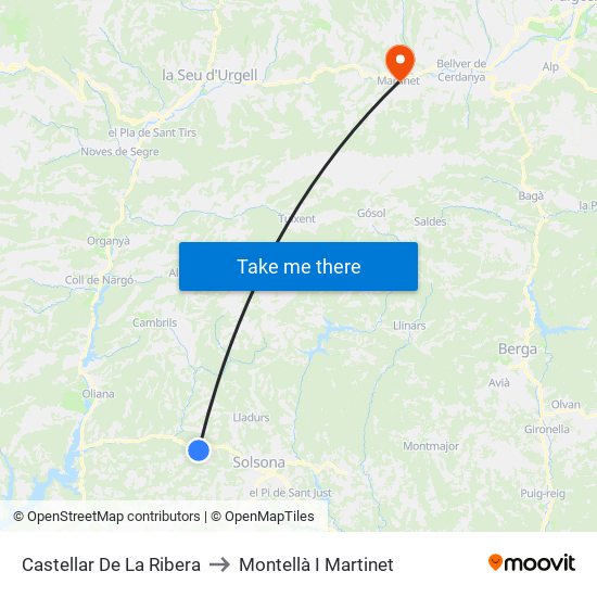 Castellar De La Ribera to Montellà I Martinet map