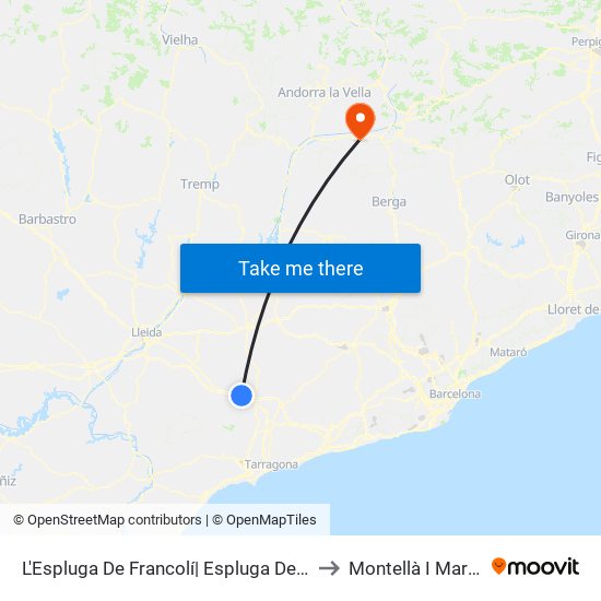 L'Espluga De Francolí| Espluga De Franco to Montellà I Martinet map