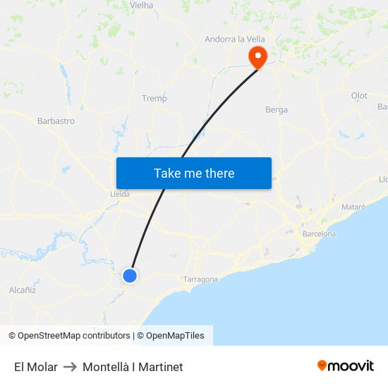 El Molar to Montellà I Martinet map