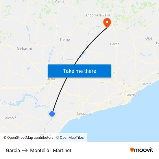 Garcia to Montellà I Martinet map