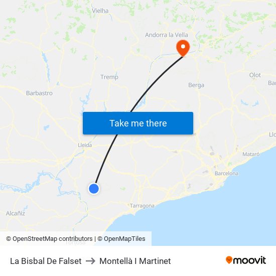 La Bisbal De Falset to Montellà I Martinet map