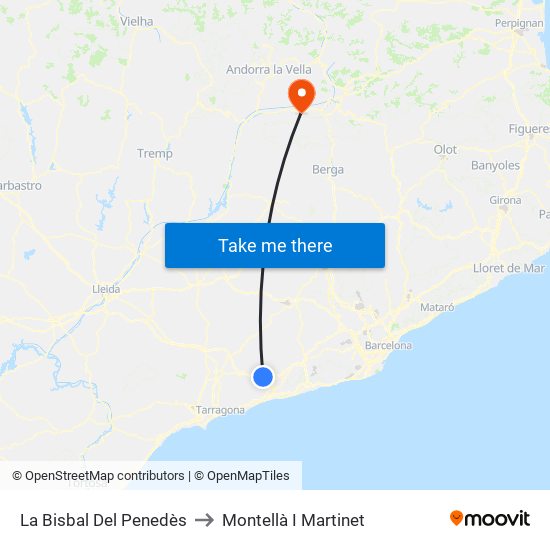 La Bisbal Del Penedès to Montellà I Martinet map