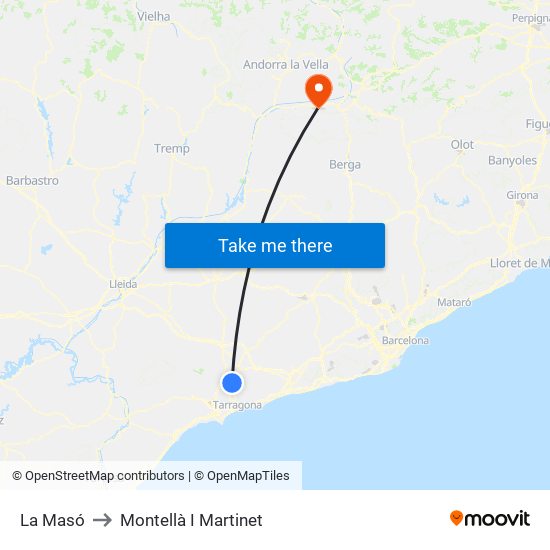 La Masó to Montellà I Martinet map
