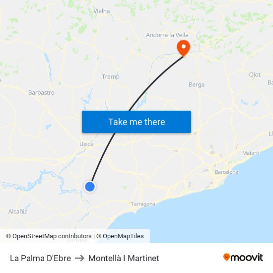 La Palma D'Ebre to Montellà I Martinet map