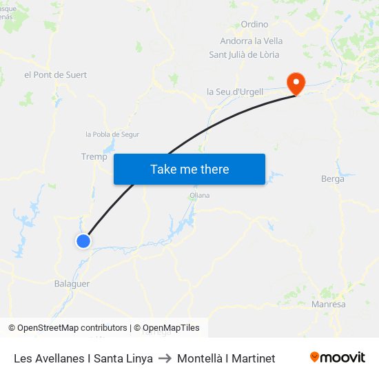 Les Avellanes I Santa Linya to Montellà I Martinet map