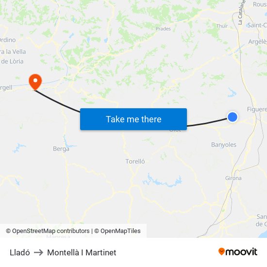 Lladó to Montellà I Martinet map