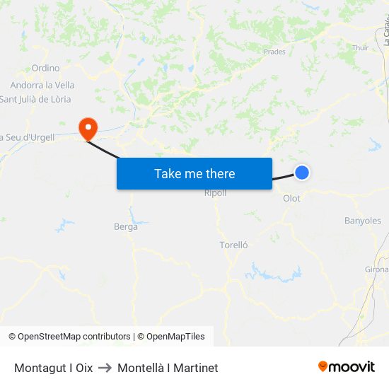 Montagut I Oix to Montellà I Martinet map