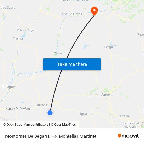 Montornès De Segarra to Montellà I Martinet map