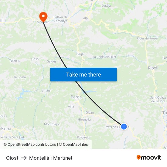 Olost to Montellà I Martinet map