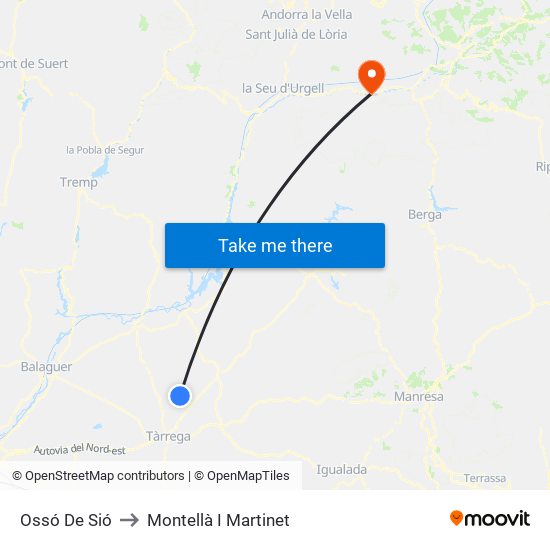 Ossó De Sió to Montellà I Martinet map