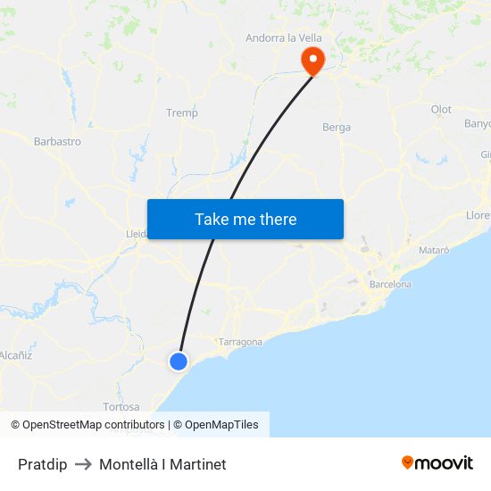 Pratdip to Montellà I Martinet map