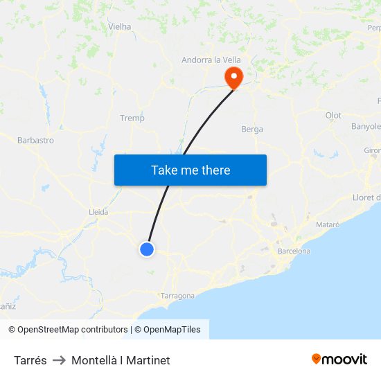 Tarrés to Montellà I Martinet map