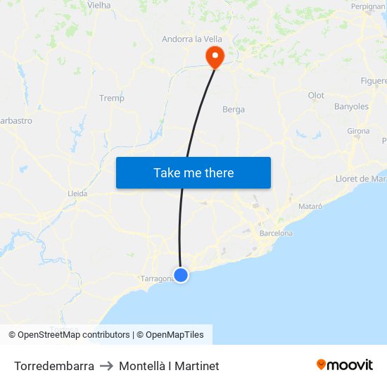 Torredembarra to Montellà I Martinet map