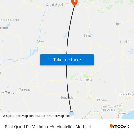 Sant Quintí De Mediona to Montellà I Martinet map