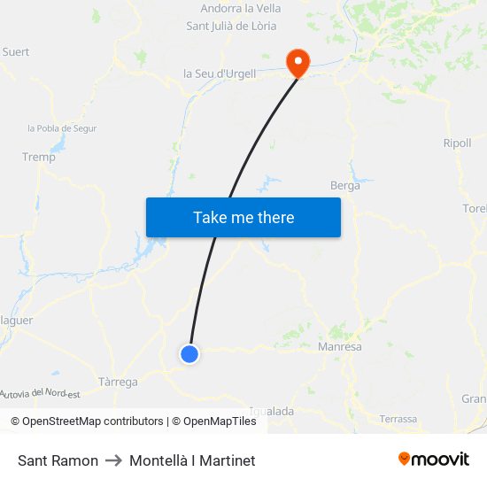 Sant Ramon to Montellà I Martinet map