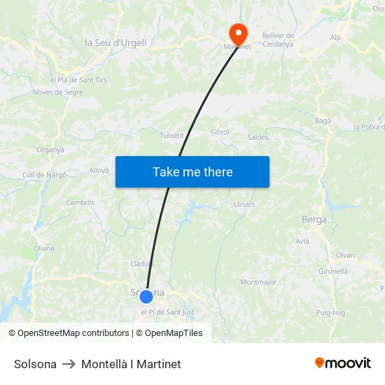 Solsona to Montellà I Martinet map