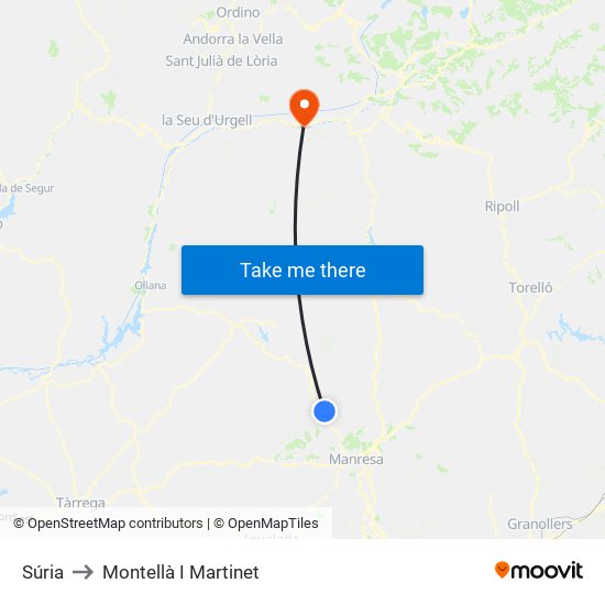 Súria to Montellà I Martinet map