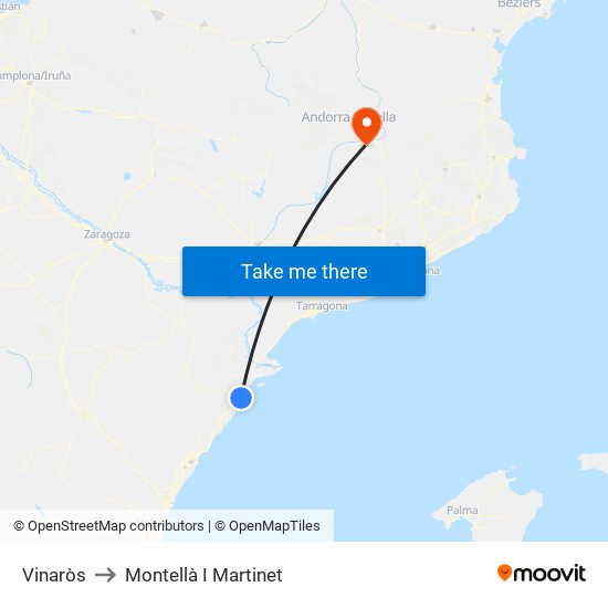 Vinaròs to Montellà I Martinet map