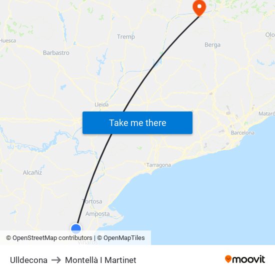 Ulldecona to Montellà I Martinet map