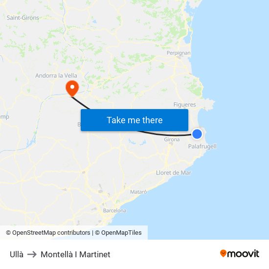 Ullà to Montellà I Martinet map