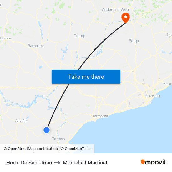 Horta De Sant Joan to Montellà I Martinet map