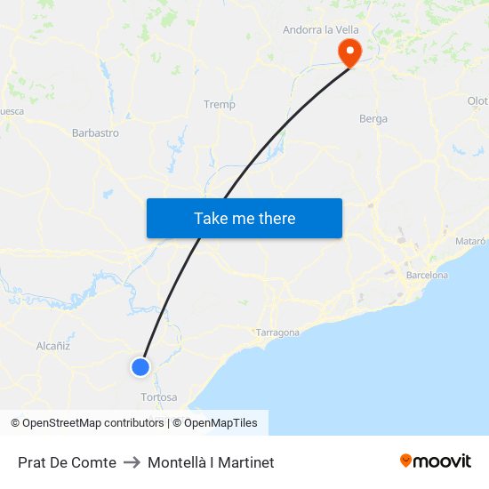 Prat De Comte to Montellà I Martinet map