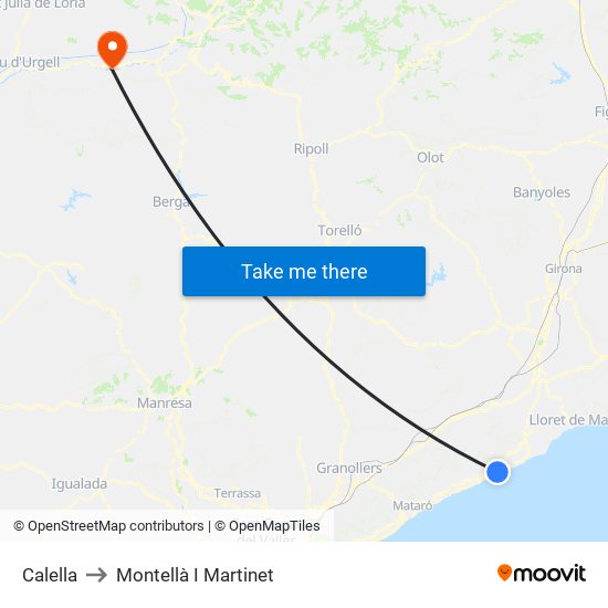 Calella to Montellà I Martinet map