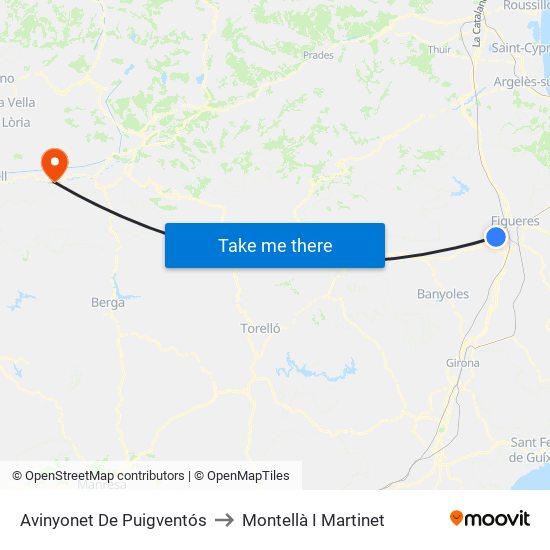 Avinyonet De Puigventós to Montellà I Martinet map