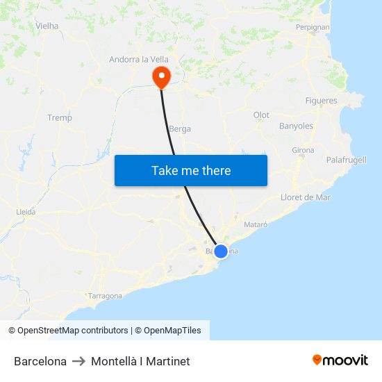 Barcelona to Montellà I Martinet map