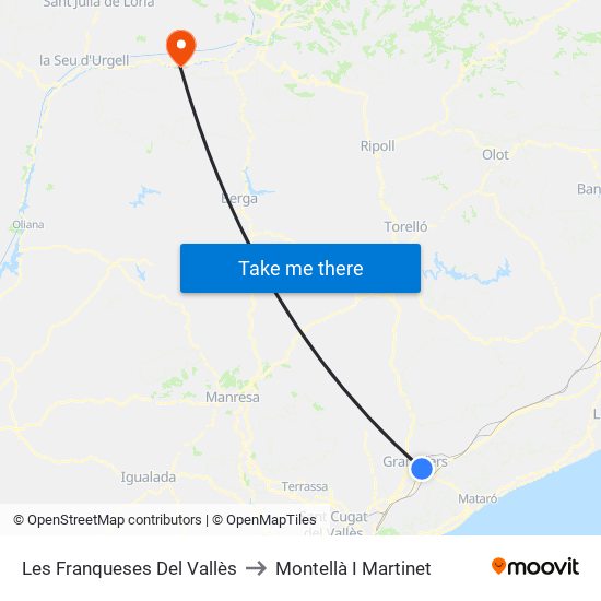Les Franqueses Del Vallès to Montellà I Martinet map
