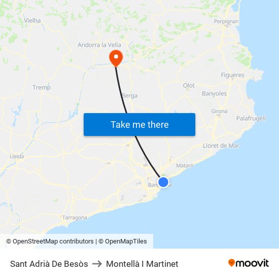Sant Adrià De Besòs to Montellà I Martinet map