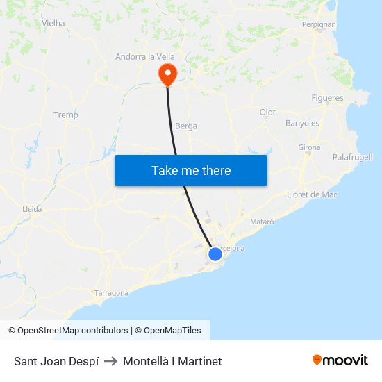 Sant Joan Despí to Montellà I Martinet map